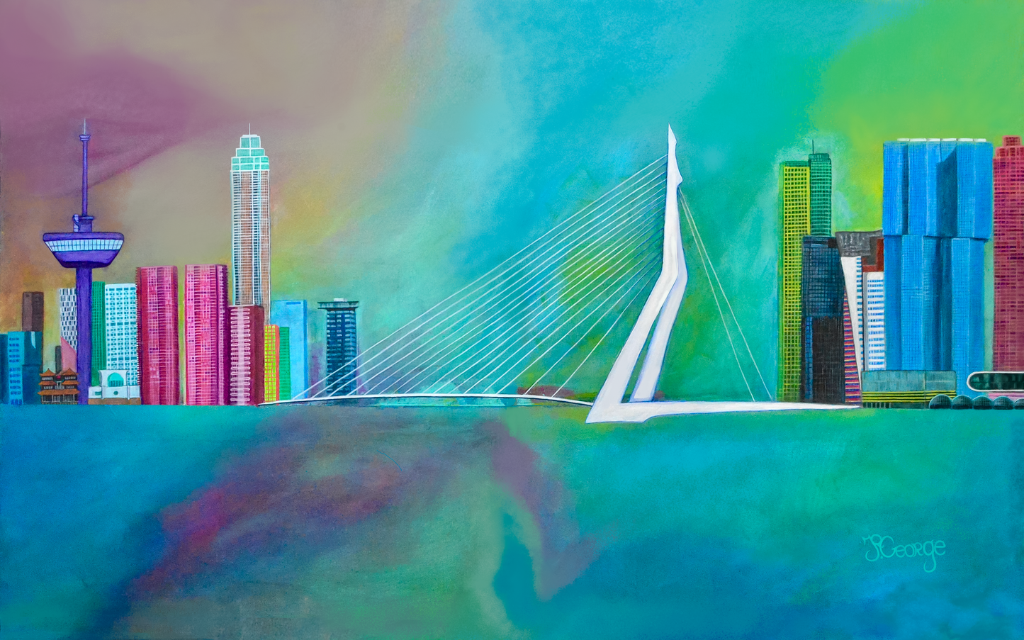 Skyline Rotterdam met Erasmusbrug